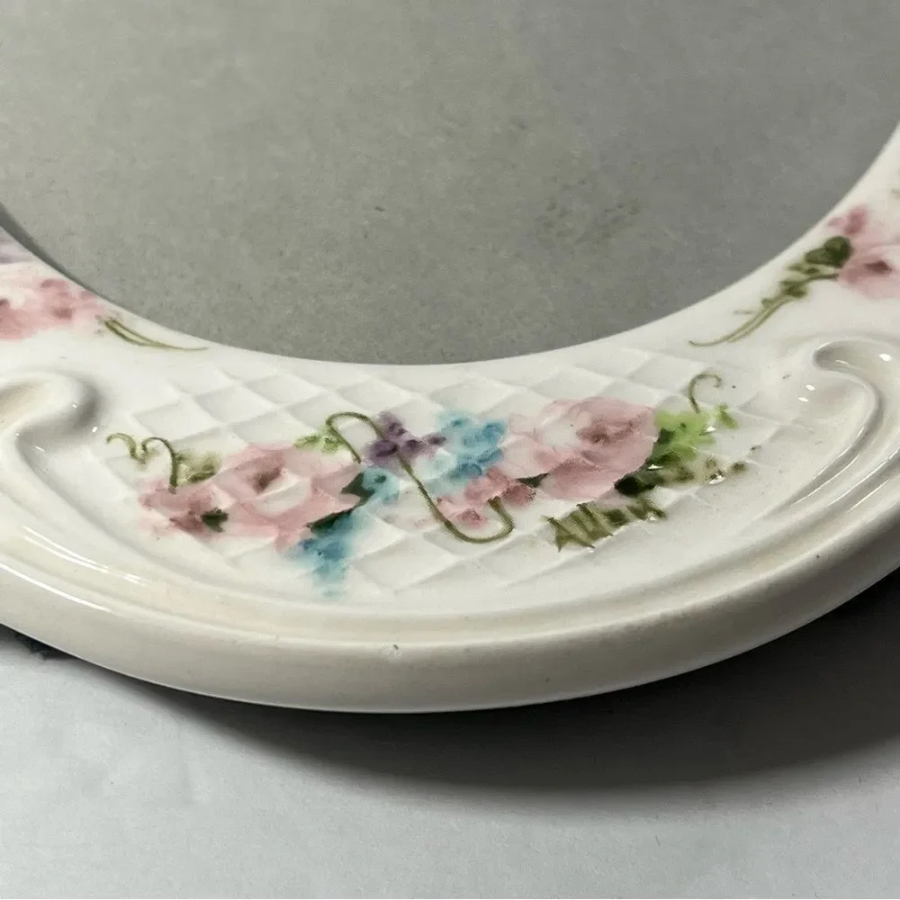 Victorian Ceramic Oval 5x7‎ Desk Picture Frame Shabby Chic Floral Embossed